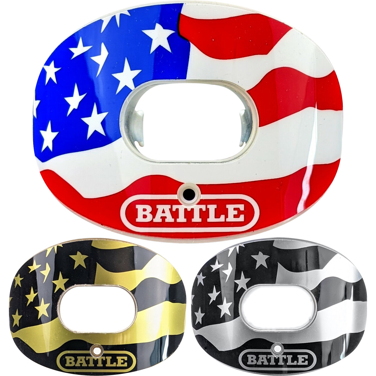 Battle Sports Chrome American Flag 2.0 Oxygen Lip Protector Mouthguard
