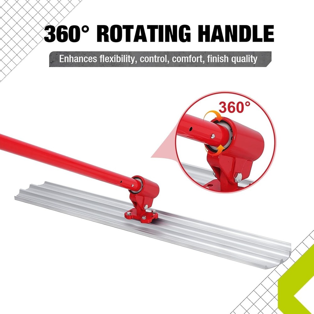 46"x8" Bull Float Magnesium Concrete Float Tool w/ 4 Extendable Handle Round End