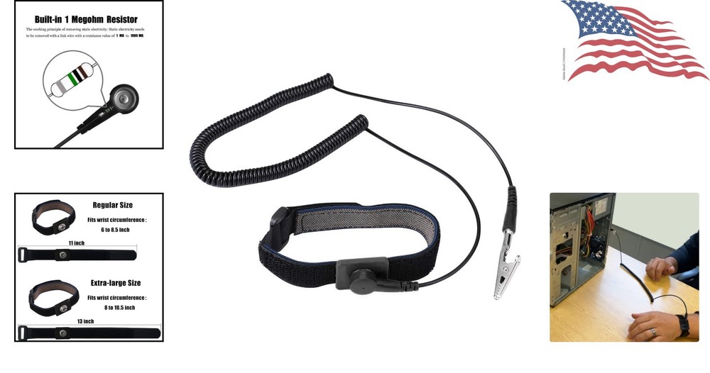 Grounding Bracelet 11" – Fast Static Discharge for Safe Electronics Work