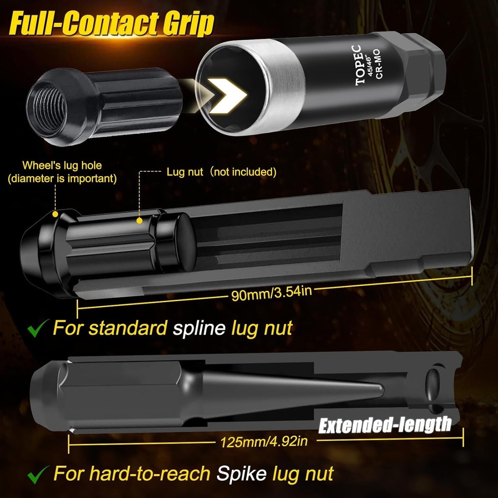 11-Piece Lug Nut Key Set - Spline, Spike & Hex Socket Removal Kit