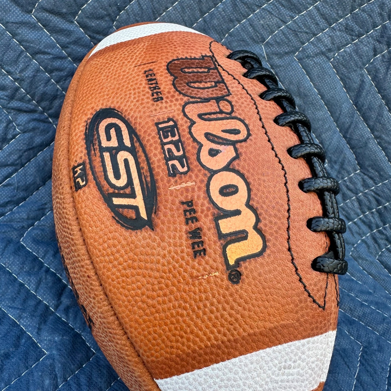 Wilson GST K2 Pee Wee 6-9 Youth Football WTF1322 Brown Leather Made in USA!!!