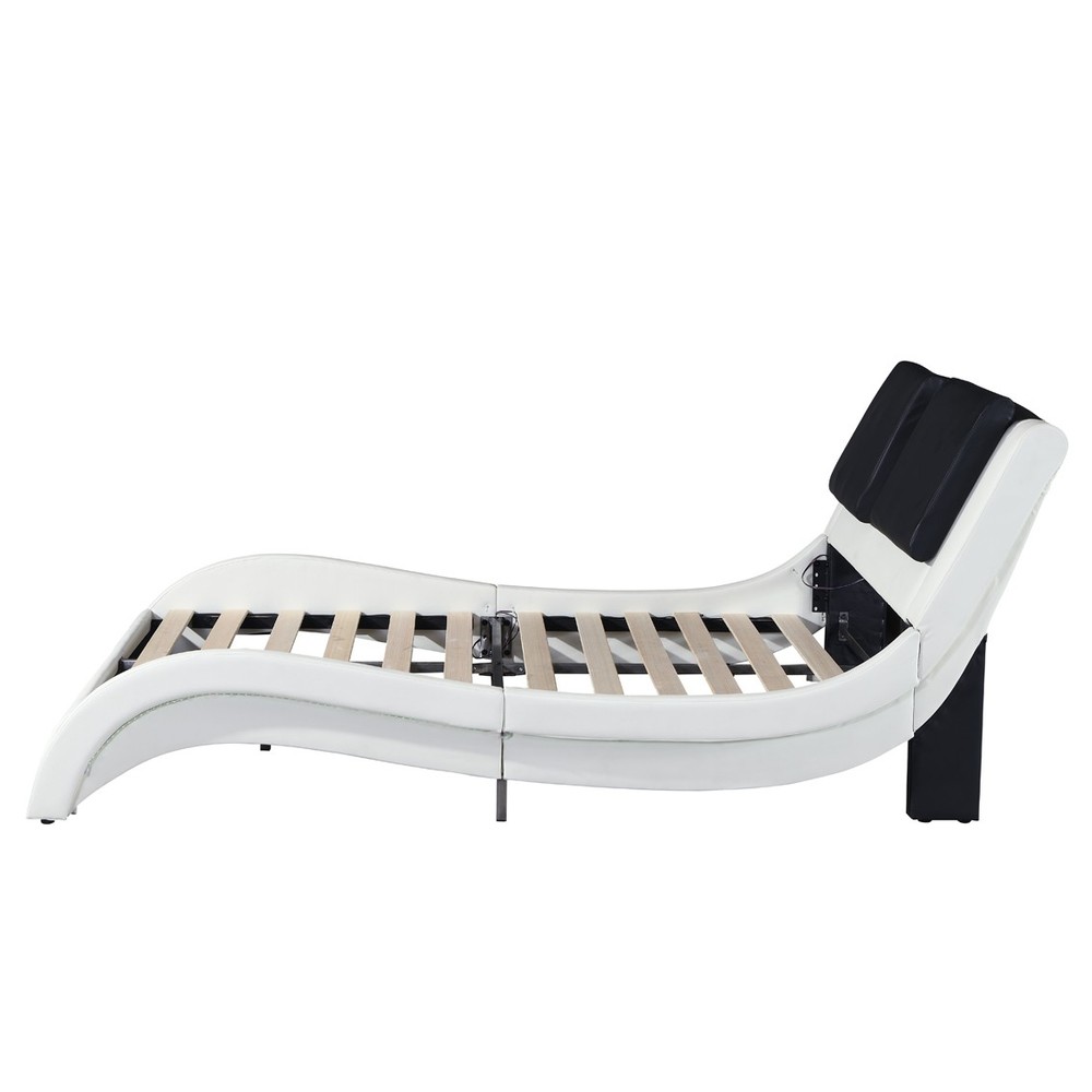 Queen Faux Leather Platform Bed Frame - LED Lighting