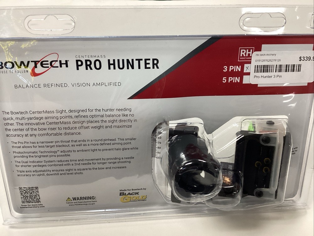 Bowtech Centermass Pro Hunter Sight Integrate RH 3 Pin