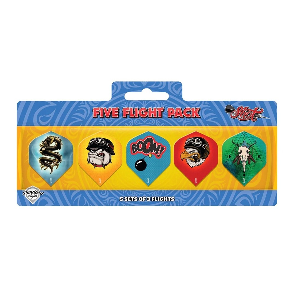 SHOT FIVE FLIGHT PACK-PROFESSIONAL DART FLIGHTS