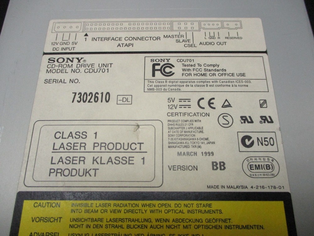 Sony CDU701 Used CD-ROM Drive Unit