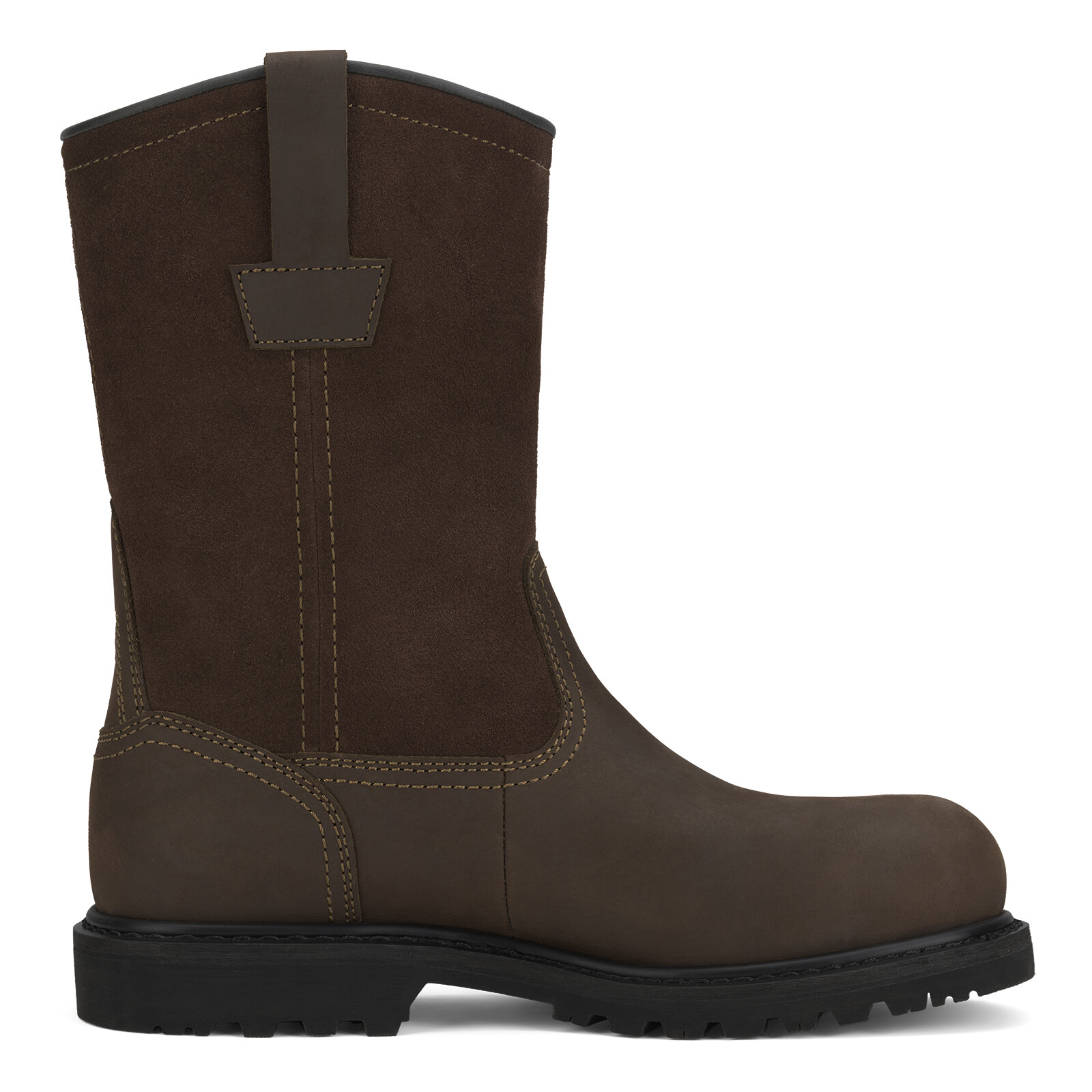 HISEA Men Steel Toe Safety Work Boots Pull On Waterproof Leather Wellington Boot