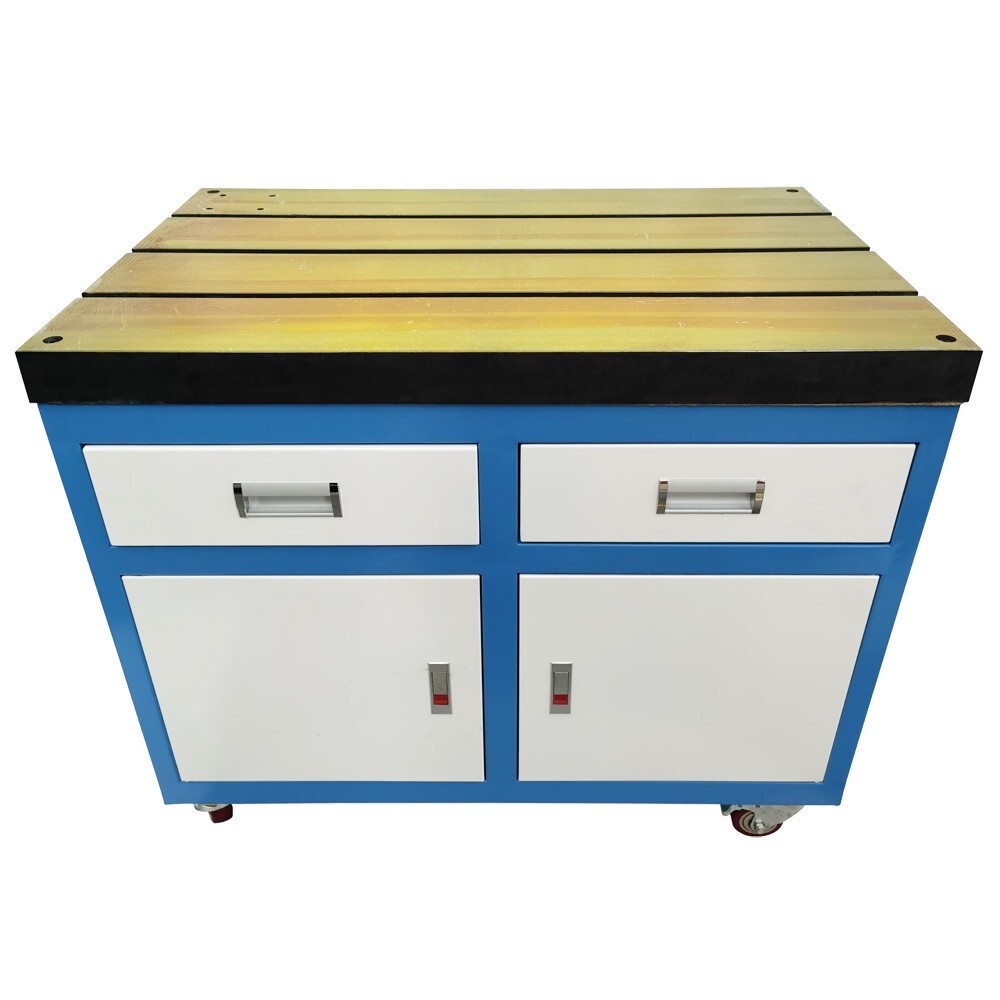 Tapping Machine Table Movable T-slot Workbench with Drawers 35.4"*23.6"