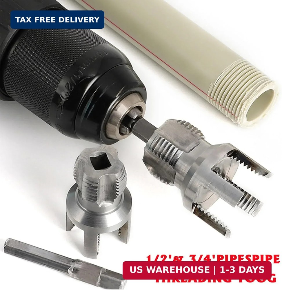 3PCS PVC Pipe Threader Kit 1/2 3/4 1 Inch NPT Drill Compatible Threading Tool US