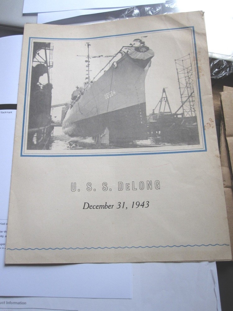 WWII U.S.S. DeLong Launching Commissioning Program - Dec 31, 1943