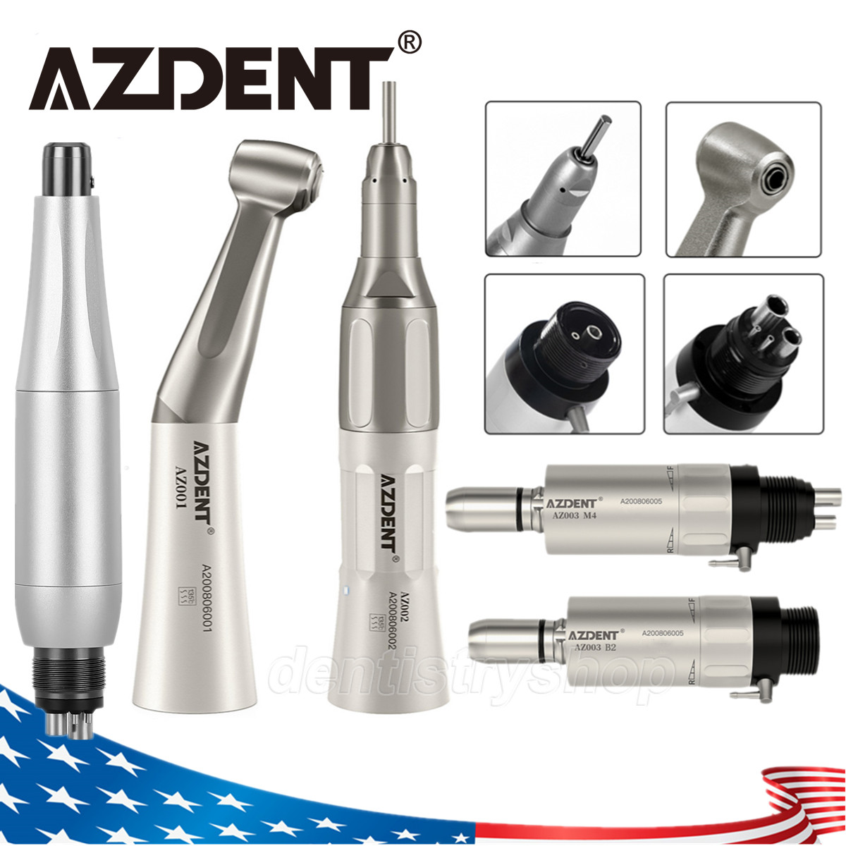 Dental Slow Low Speed Handpiece Contra Angle Straight Air Motor 2/4Holes E-type