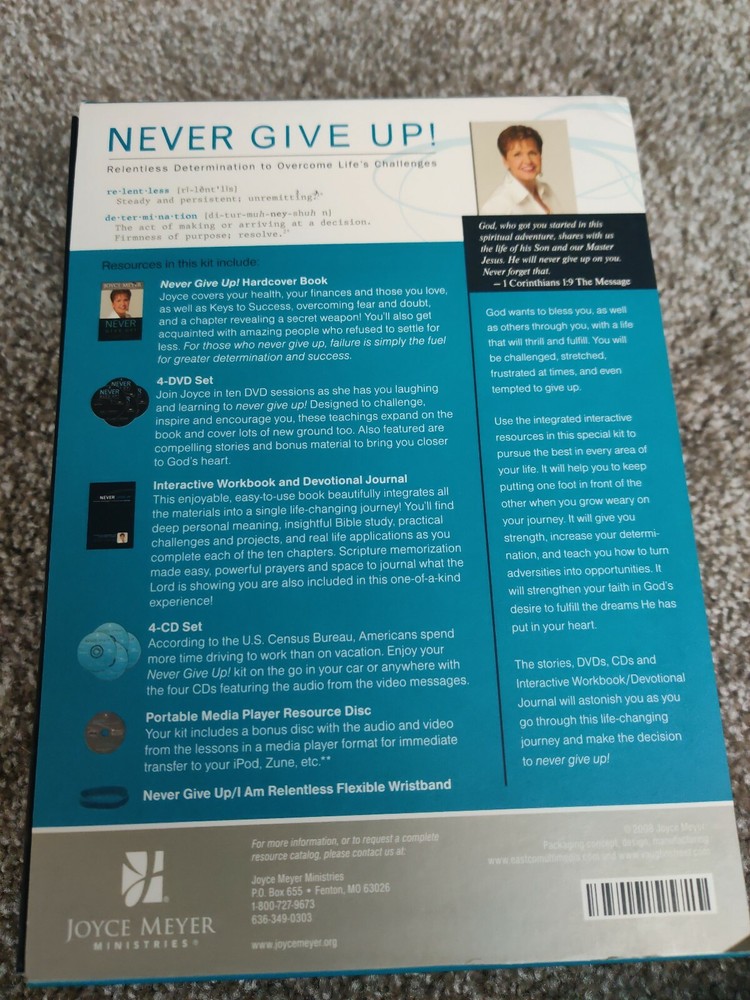Never Give Up Curriculum Kit By Joyce Meyer  CD/ Book set