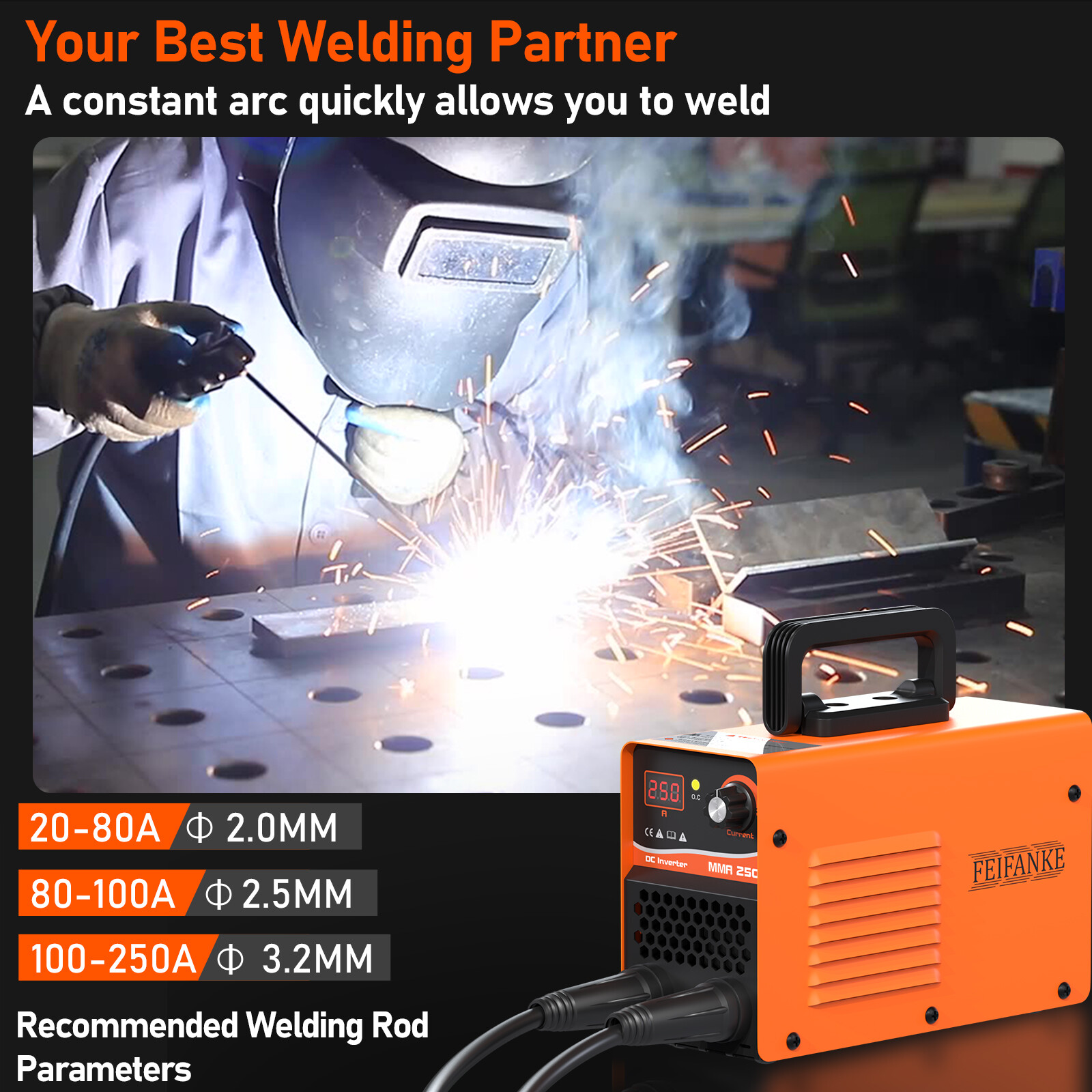 FEIFANKE MMA250 Stick Welder TIG/ARC Welding Machine 110V IGBT DC Inverter 250A