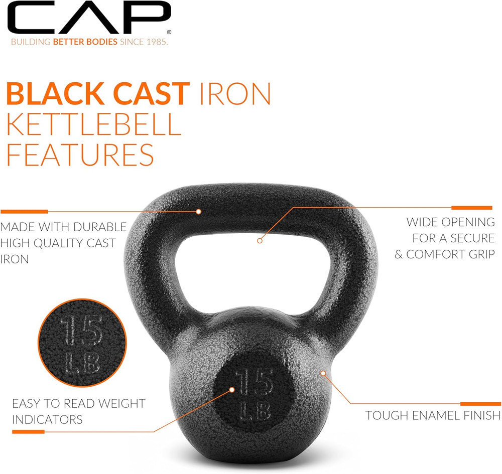 Black Cast Iron Kettlebell Single or Set | 10-80 Lbs