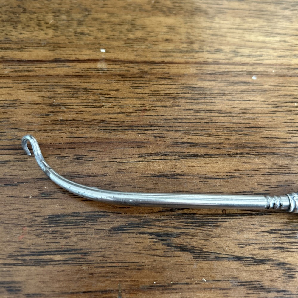 Antique Victorian Sterling Silver Button Hook Crochet Needle