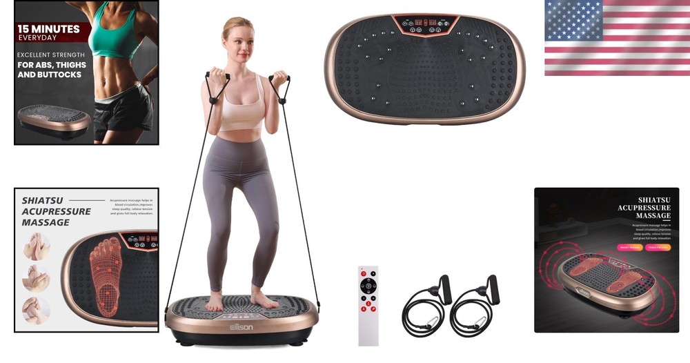 Vibration Plate Exercise Machine Whole Body Workout with Loop Bands Weight Loss