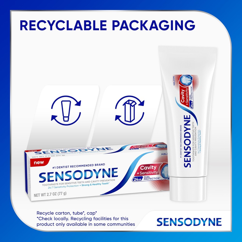 Sensodyne Cavity + Sensitivity Toothpaste, Fluoride Toothpaste for Sensitive...