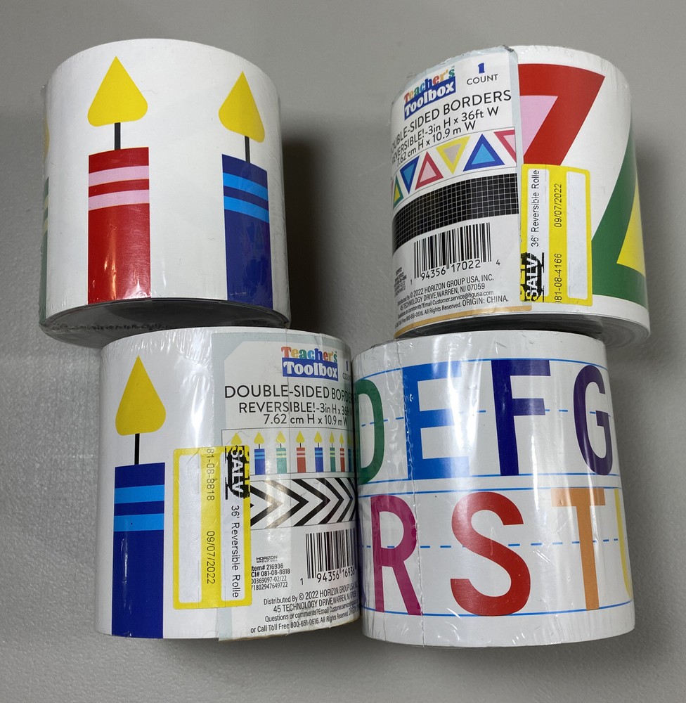 Teachers Toolbox DOUBLE-SIDED BORDERS REVERSIBLE! Candle, ABC, Triangle Shapes