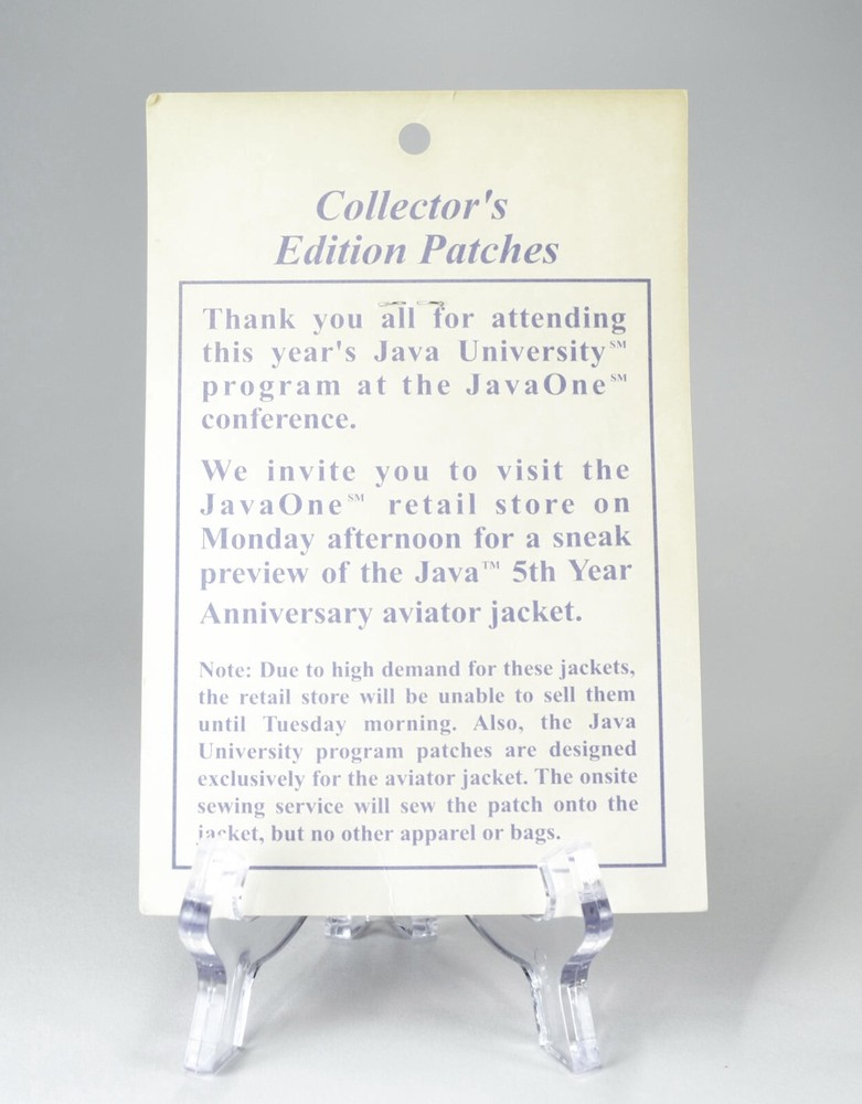 VTG RARE! JavaOne Java University patch w/Sun Microsystems Java Mascot "Duke"