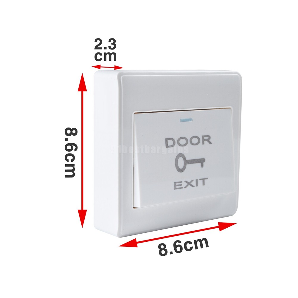 Push to Exit Button Release NO/NC/COM Door Switch Panel 86mmx86mm 36V 3A White