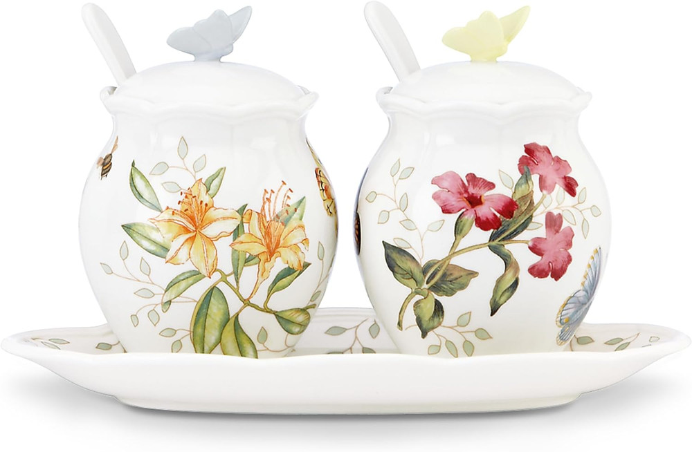 Butterfly Meadow 7-Piece Condiment Set, White -