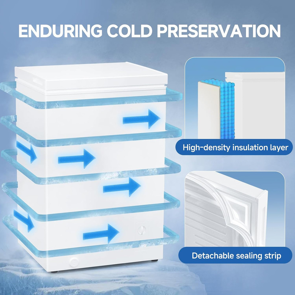 3.5 Cu.Ft Compact Chest Freezer with Removable Basket & Adjustable Temp