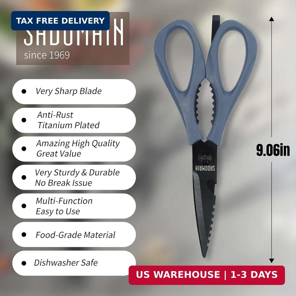 Kitchen Scissors All Purpose, Extra Sharp Kitchen Shears with Knife Sharpener &