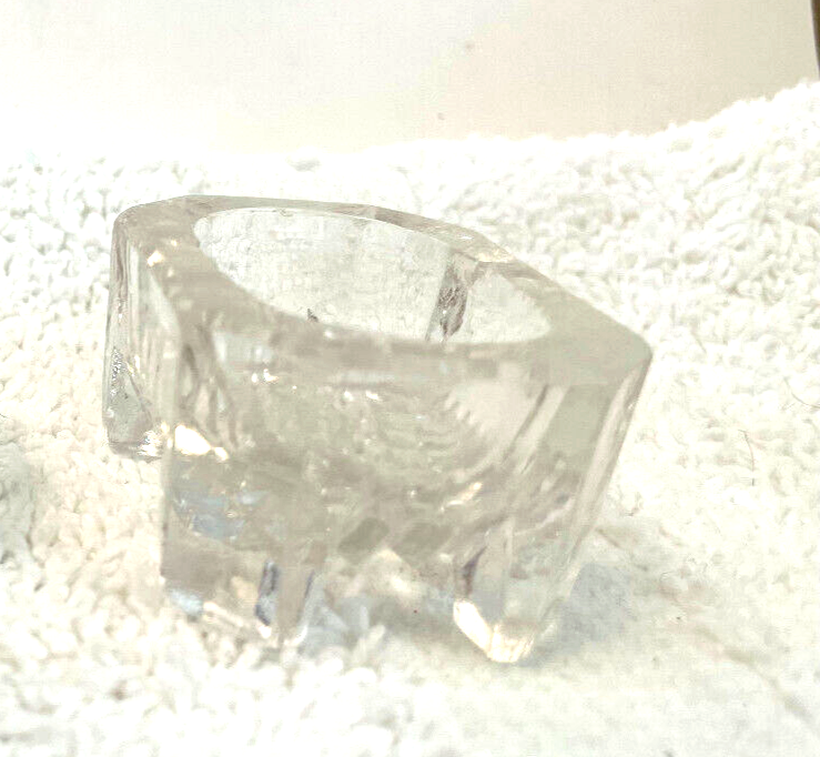 4 VTG Open Salt Cellar Plain Clear Glass As Is