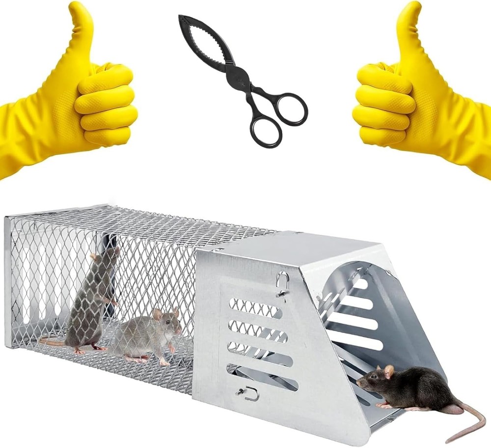 Humane Rat Trap Chipmunk Traps, Multi-Catch Reusable Mouse Trap for Home/Gard...