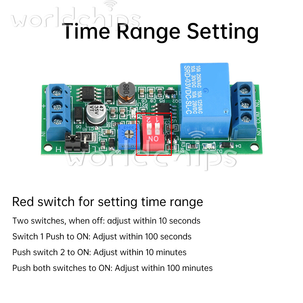 DC 4-30V Power Adjustable Delay Relay Timer Control Module 4 Gear Delay Switch