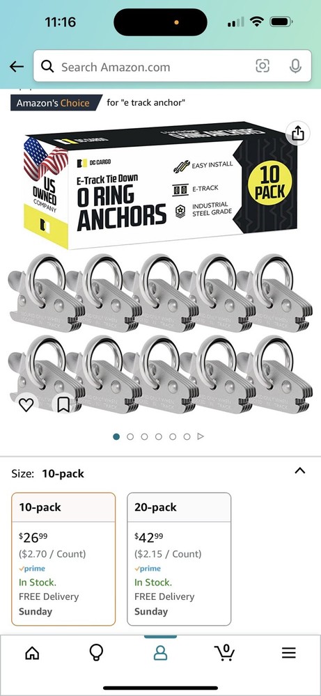 Cargo control E-Rack Ratchet straps (4) and 10 pack O-ring E-Track anchors