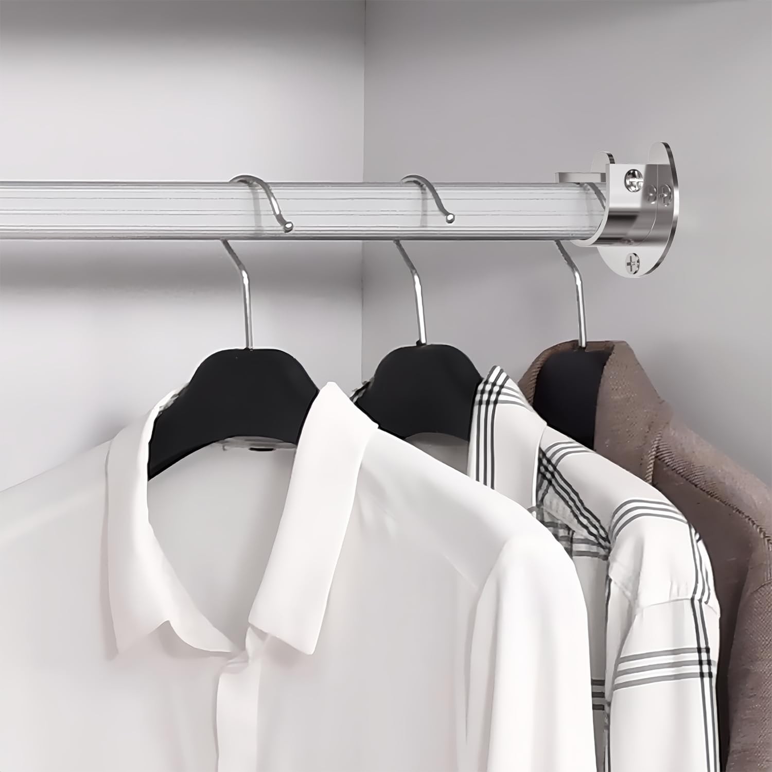 6-Pack Stainless Steel Closet Rod Brackets, U-Shaped Heavy Duty Flange Socket...