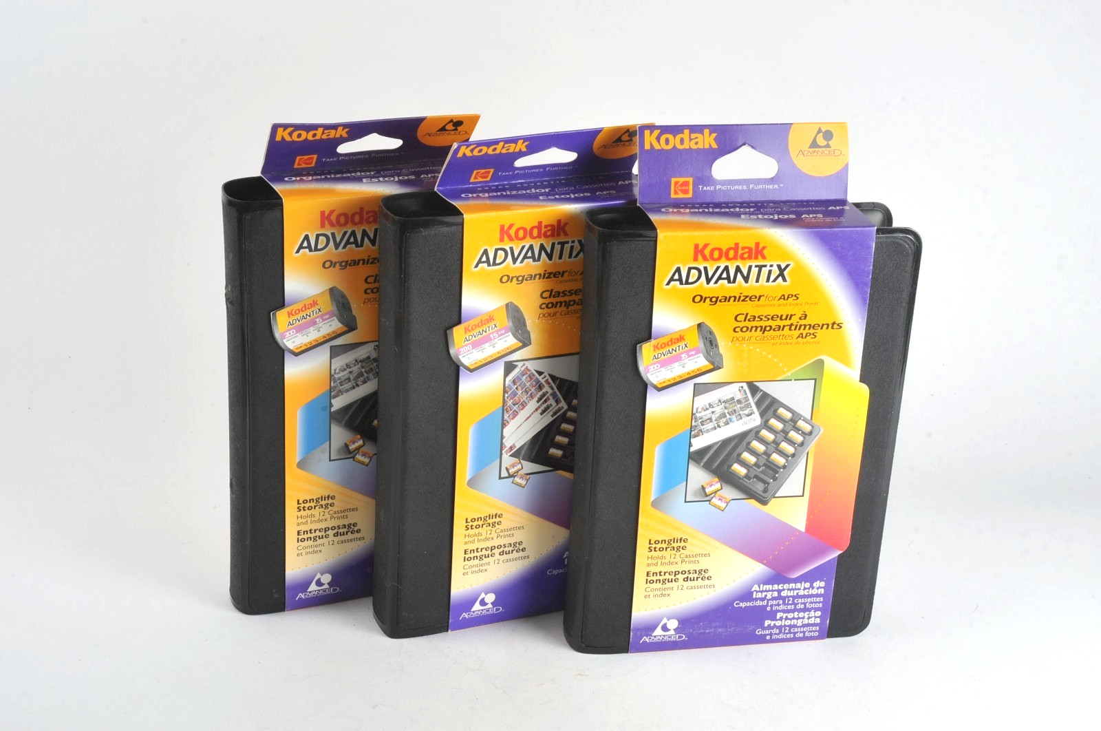 Lot of 3 NOS Vintage Kodak Advantix Film Roll Organizer Holds 12 Cassettes Each