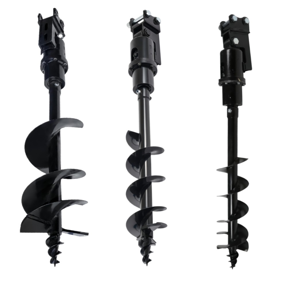 6/8/12inch 150/200/300mm Auger Drill For 1-2Tons Mini Excavator With Hoses