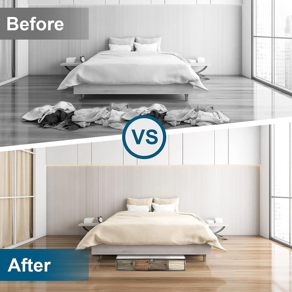 2 Pack under Bed Storage Containers Bins, Humid-Proof Plastic Underbed Storage B