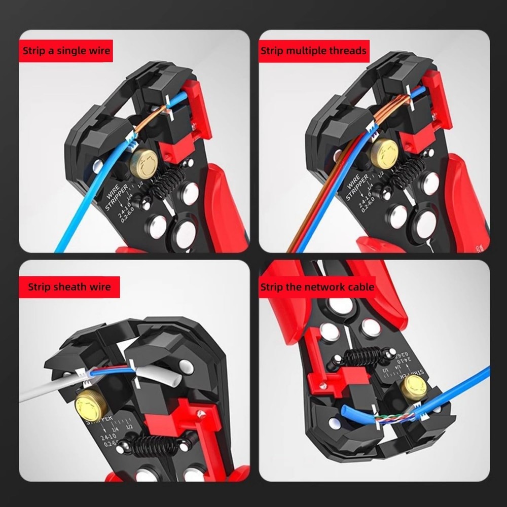 5 in 1 Self-Adjusting Wire Stripper Cutter,Multi-Functional Crimping Red