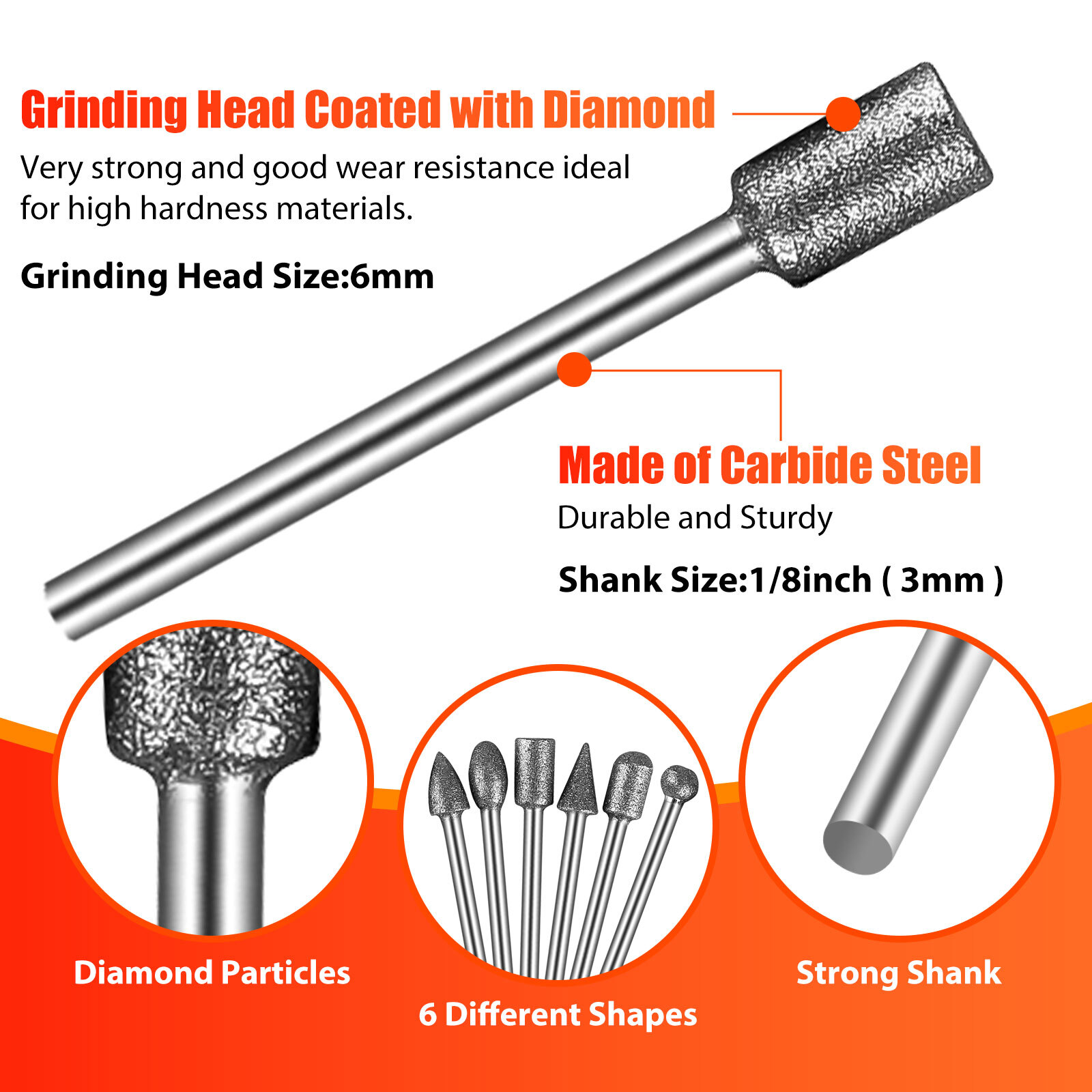 20pcs Diamond Burr Set Drill Bits Mini Drill For Dremel Rotary Tool Accessories