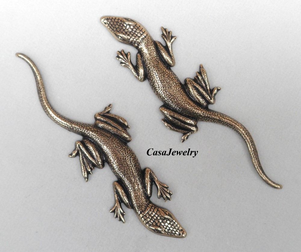 #4175 MEDIUM ANTIQUED GOLD LIZARD COMPONENT - 2 Pcs