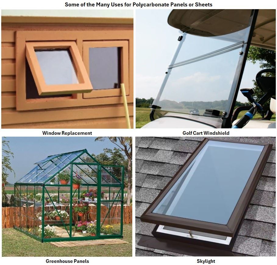 3 PACK Clear Polycarbonate Sheets: Tougher than Acrylic - Multiple Sizes