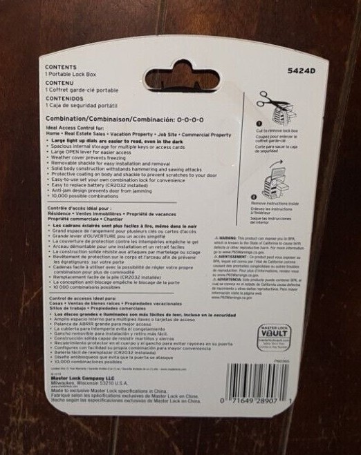 Master Lock Portable Lock Box *Light-Up Combination Dials* - Model 5424D