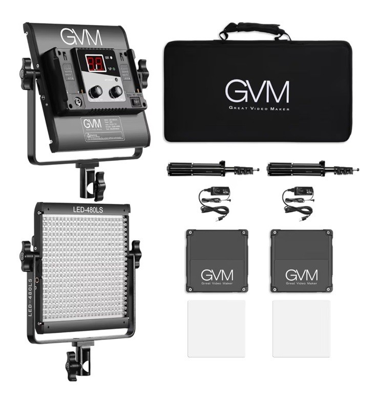 GVM 480LS 2PackLed Video lightning Video Lighpanel+Barndoor