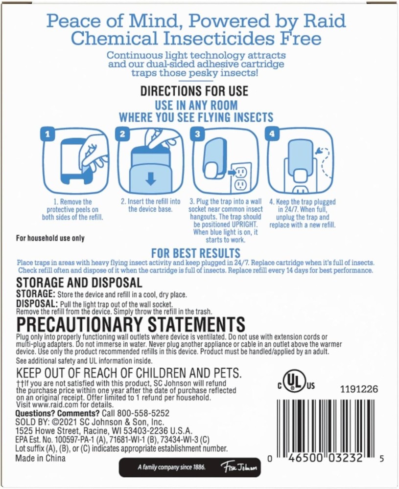 Compact Raid Essentials Flying Insect Trap - Dual-Sided, Kid Friendly Design