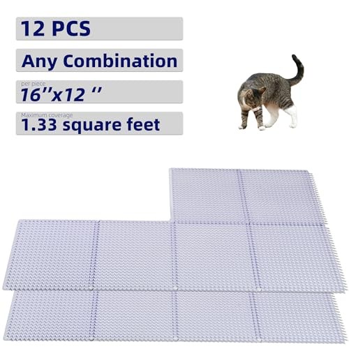 12 Pack Scat Mats for Cats with Interlocking Design, Adjustable Safe Spike Mat