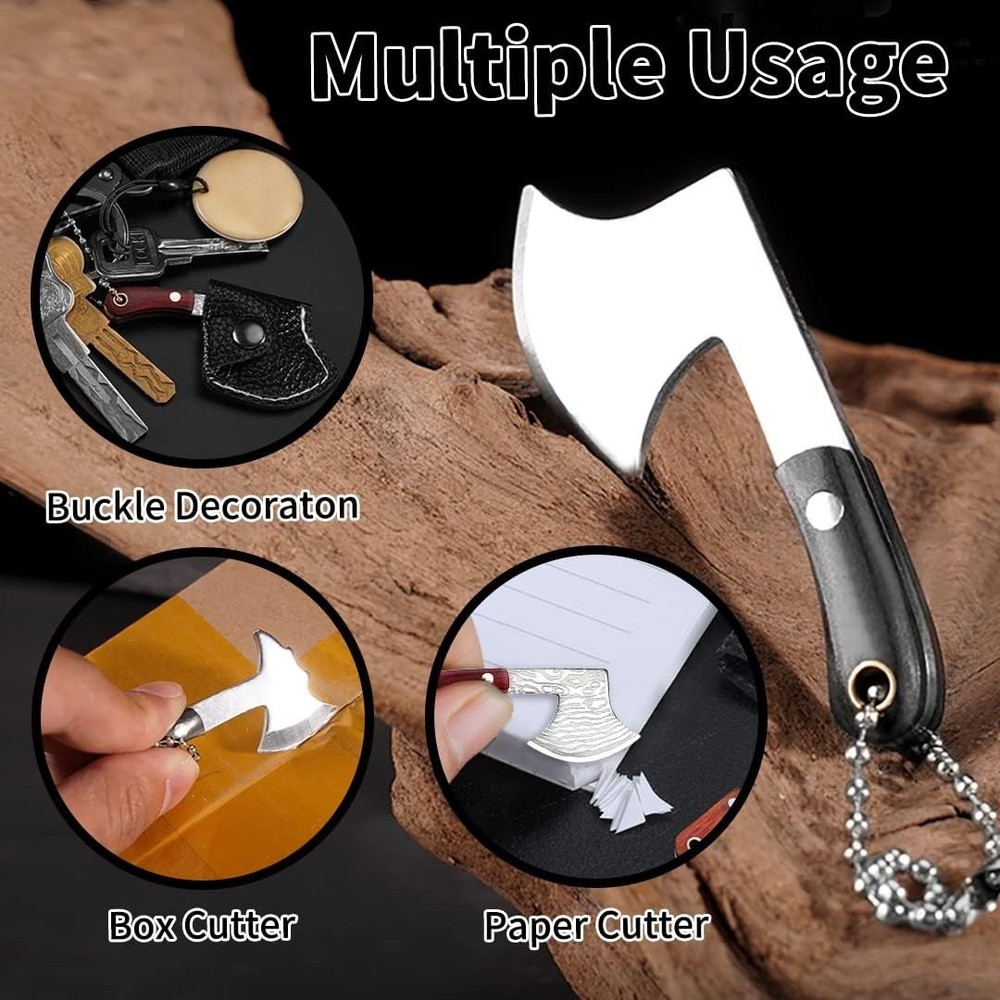 MIni Hatchet Pocket Knife Tiny Axe Knife Set Damascus Small Hatchet Package