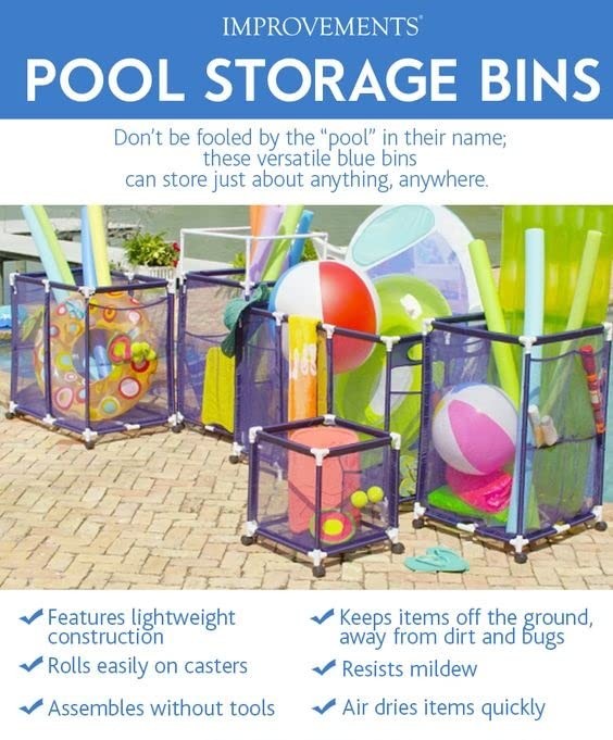 Modern Blue Pool Storage Bin - Extra Large | Perfect Contemporary Nylon Mesh ...