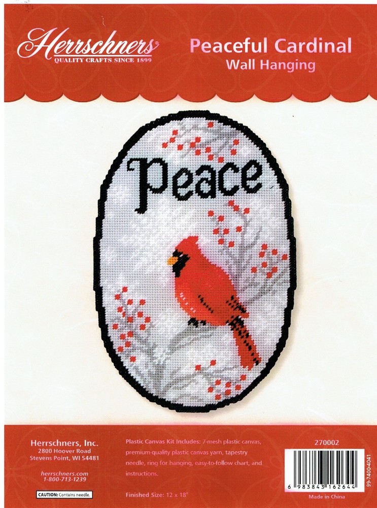 PEACEFUL CARDINAL WALL HANGING  plastic canvas  PATTERN (#TF0467)