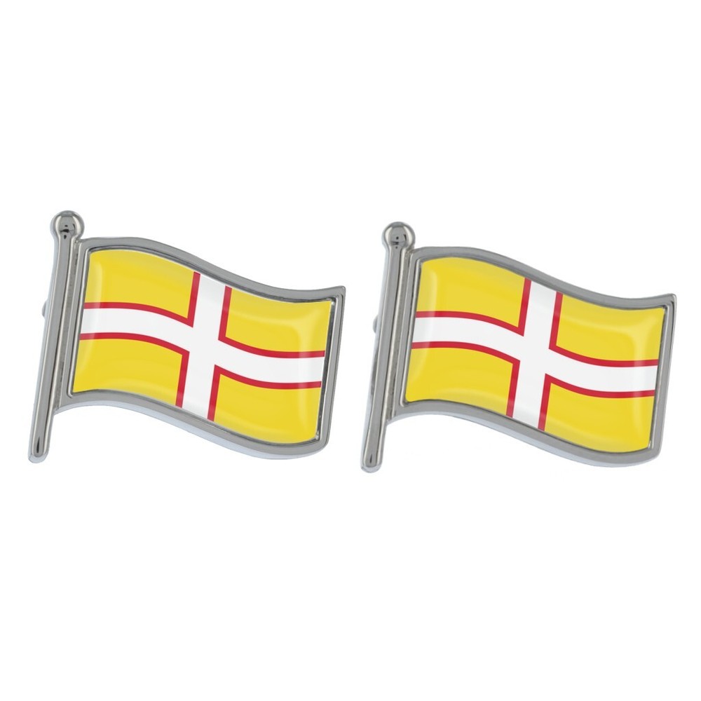 Dorset Wave Flag Silver Cufflinks in Gift Box