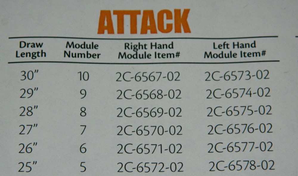 Bear Carnage, Attack, Mauler, Assault, Anarchy Bow Modules- Draw Length Mods