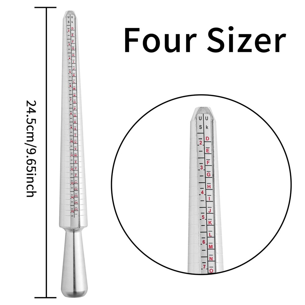 Hudinsun Ring Sizer Mandrel, Hammerable Solid Aluminum Silver