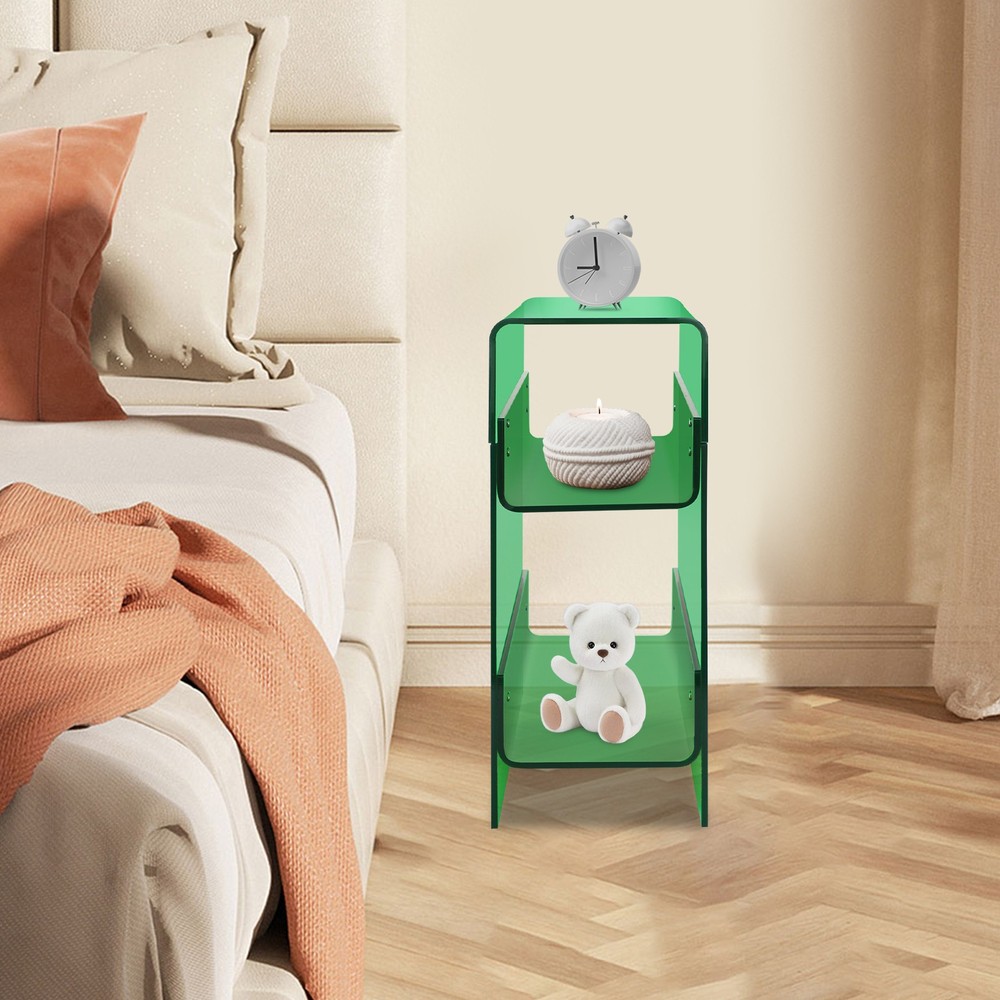 Side Table, Narrow End Table for Small Spaces, 3-tier Narrow Acrylic Side Table