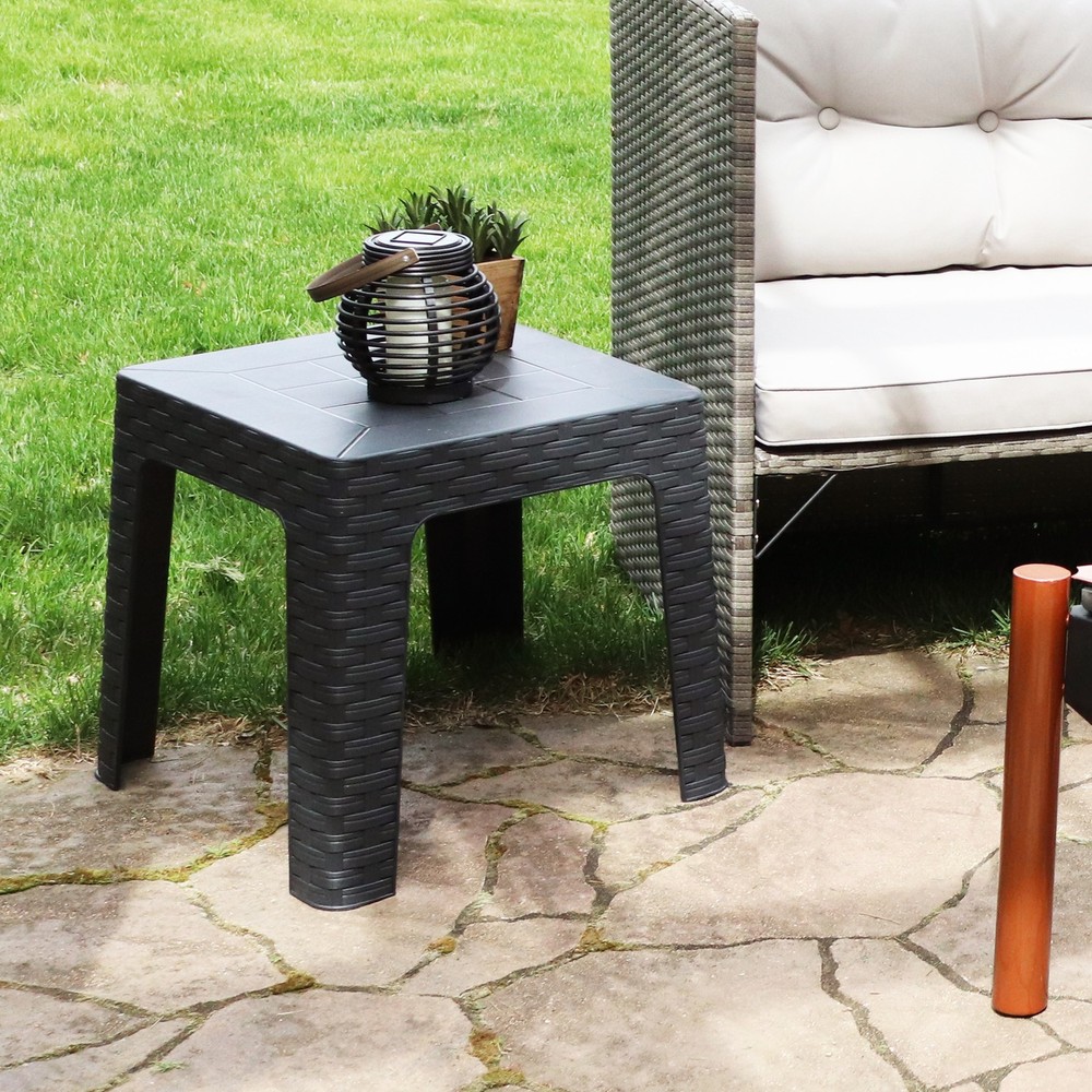 18.5 in Plastic Square Patio Side Table - Gray by Sunnydaze